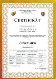 Certifikát Pánkova medu z Jeseníku