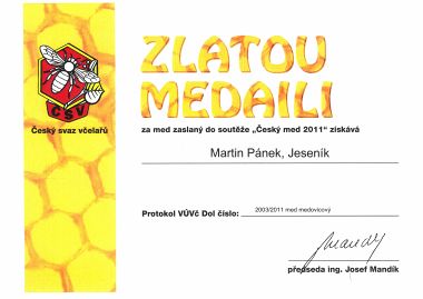 Zlatá medaile 2011 - Med medovicový